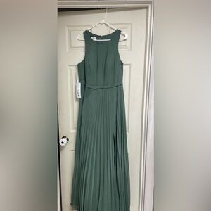 Azazie Lindie Eucalyptus - Pleated Maxi Dress